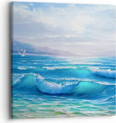 Produktbild von Bild auf Leinwand - Leinwandbild - Meer Welle Möwe - 40x40cm - Wand Bild - Wanddeko - Wandbilder - Leinwanddruck - Bilder - Kunstdruck - Wanddekoration - Leinwand bilder - Wandkunst - AC40x40-4033