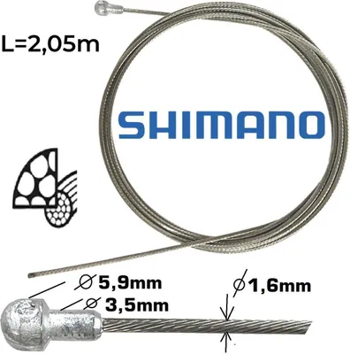 Produktbild von Shimano Road Bremszug Edelstahl 1,6 x 2,05m Birnennippel