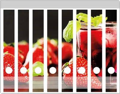 Produktbild von Wallario Ordnerrücken Sticker, selbstklebend für schmale Ordner, 8 Stück, Motiv Erdbeer-Mojito - Frische Erdbeeren