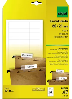 Obrázok produktu pre Sigel LP720 - Weiß - Mappe - Rechteck - 60 x 21 mm - Papier - 185 g/m²