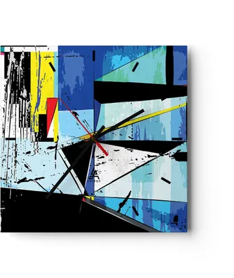 Produktbild von Wanduhr - Quadrat - Glasuhr - Abstraktion modern - 30x30cm - Schleichendes Uhrwerk - Lautlos - zum Aufhängen bereit - Dekoration Modern - Wanddekoration aus Glas - C3AC30x30-3913