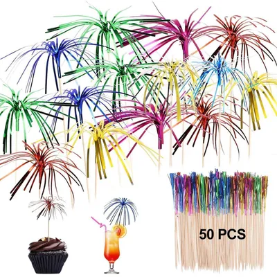 Produktbild von Cocktailspieße Feuerwerk 50 Stück Bambus 16cm für Getränke & Obst