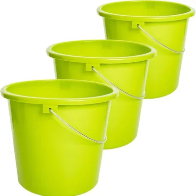 Produktbild von TRIOSET Haushaltseimer 5 L – 3er Set limegrün, Ø23 cm, H20 cm