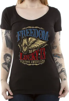 Produktbild von Lucky 13 Female Shirt Freedom Wheel Ladies Black-XL
