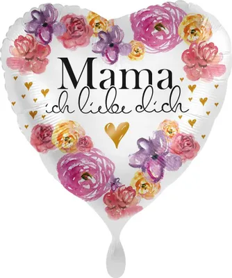 Produktbild von Blumiger Herz Folienballon Mama 45cm