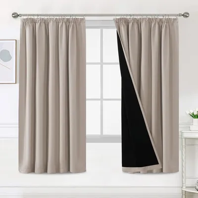 Verdunkelungsvorhänge 2er-Set, 214x132 cm, Grau-Weiß, Ösen