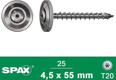 Produktbild von SPAX Spenglerschraube A2 4,5x55 mm + Dichtscheibe 20 mm LP, 25 Stück