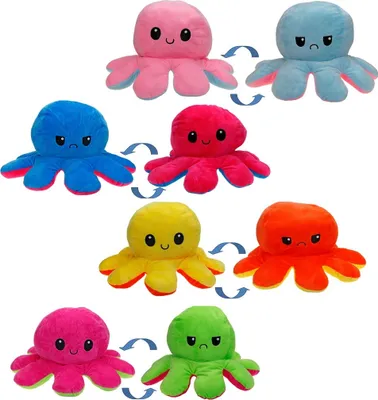 Produktbild von XXL Oktopus Plüsch Wendeplüsch Octopus Plüschtier Oktupus stimmungs Kuscheltier Tintenfisch Krake Plüschfigur 40cm - Keine Farbauswahl