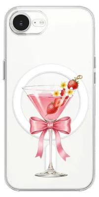 Produktbild von Hartschalenhülle für das iPhone 16e, kompatibel mit MagSafe, transparent, Erdbeercocktail