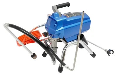 Obrázok produktu pre Bezvzdušový striekací systém na farby - Elektrická striekacia pištoľ s výkonom 1200 W - Vysoký tlak 3000 psi - Prietok 2,9 l/min - Vhodné na steny a nábytok - Modrá farba