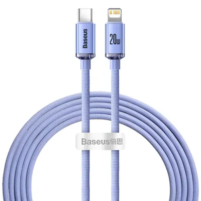 Zdjęcie produktu dla Kabel Baseus Crystal Shine USB-C - Lightning 2,0 m 20W fioletowy