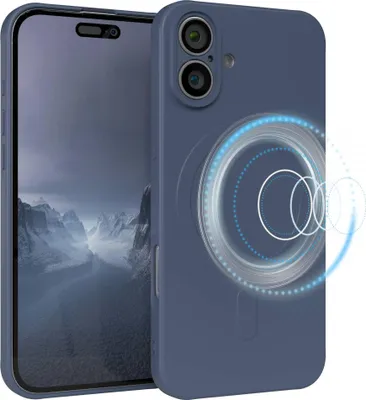 Produktbild von EAZY CASE - Silikonhülle magnetisch für Apple iPhone 16 Plus, Hülle Silikon, weich stoßfeste Magnet Handyhülle, Schutzhülle mit Kameraschutz, TPU Bumper in Dunkelblau