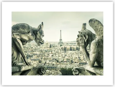 Produktbild von Poster - Poster ohne Rahmen - Wasserspeier Paris Notre-Dame - 40x30 cm - Wand Bild - Wanddeko - Wandbilder - Kunstposter - Wandposter - Bilder - Kunstdruck - Wanddekoration - P2XAA40x30-4544