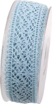 Produktbild von Schleifenband (1m=0,93EUR) Dekoband SPITZE 38mm, blau,15m Rolle