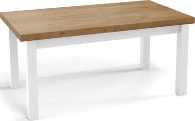 Obrázok produktu pre Moderný obdĺžnikový rozkladací jedálenský stôl - úspora miesta - biele drevené nohy - 120 až 160 cm - dub Wotan - 120 x 80 cm