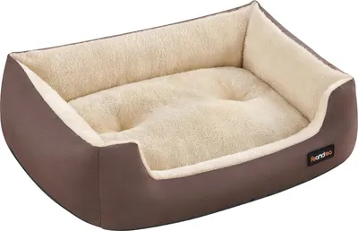 Produktbild von FEANDREA Hundebett, Hundekorb mit Wendekissen, 70 x 55 x 21 cm, braun