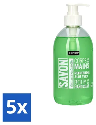 Productafbeelding van 5 x Sence Handzeep Verfrissende Aloë Vera - 500 ml - Voordeelverpakking - 5 stuks