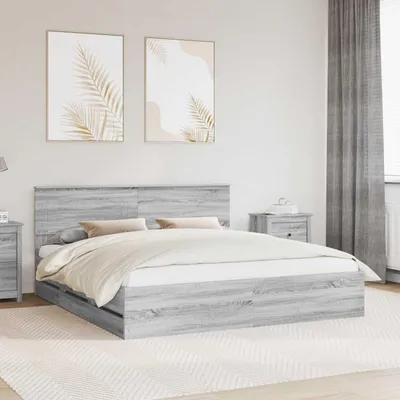 Produktbild von Maison Exclusive - Bettrahmen Graues Sonoma 200 x 200 cm Ingenieurs Holz