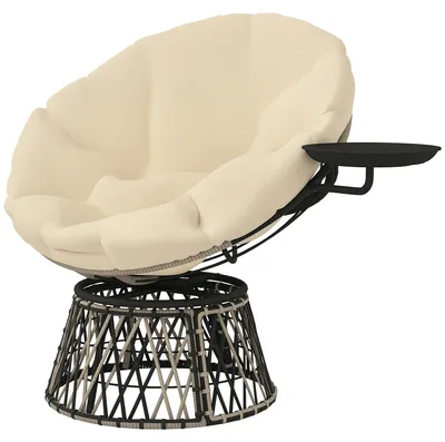 Obrázek produktu pro Outsunny Papasan – ratanové křeslo, otočné o 360°, proutěné křeslo s polštářem, Ø 90 cm