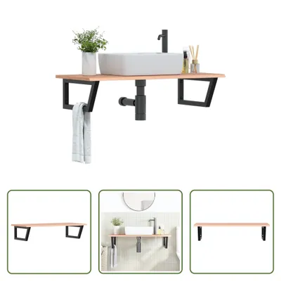 Obrázok produktu pre The Living Store Umývadlová doska s konzolou z ocele a masívneho dubového dreva