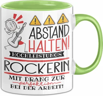 Produktbild von Rockerin Tasse Geschenk Lustig Abstand Halten Hochleistungs-Rockerin Mit Drang Zur Perfektion Bei Der Arbeit (Grün)