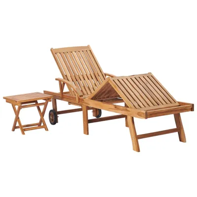 Produktbild von vidaXL Sonnenliege mit Tisch und Auflage Massivholz Teak