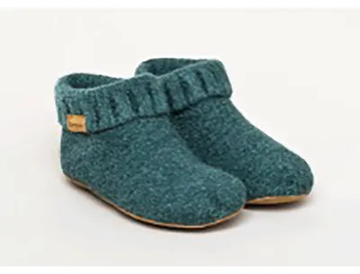 Produktbild von Gottstein Knit Boot Uni Wollstrick-Hüttenschuhe Grünmele, 48700-4100 - Gr. 40