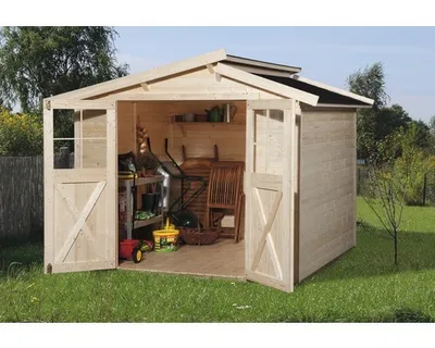 Produktbild von WEKA 323.2520.20400 Gartenhaus/Blockbohlenhaus Trend mit Doppeltür ; Größe: 2 ; Farbgebung: Naturbelassen ; Wandstärke: 19 mm ; Maße (LxBxH): 254 cm x 194 cm x 221 cm ; Seitenwandhöhe: 185 cm