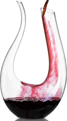 Produktbild von Kristalglas U-vormige Weinkaraffe 1,5 L Loodvrije glazen Weinkaraffe mit Glaskaraffe.