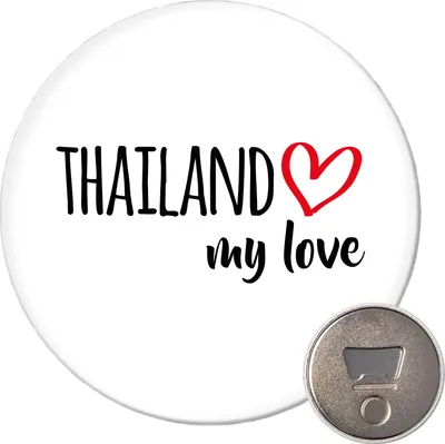 Produktbild von Huuraa Magnet Thailand my love 59mm Kühlschrankmagnet rund Flaschenöffner Geschenkidee