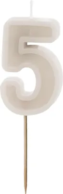 Produktbild von Geburtstagskerze Zahl 5, beige, 6 cm