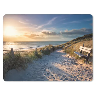 Produktbild von MuchoWow® Mauspad Mousepad Sonnenuntergang - Strand - Düne - Gras - Bank 23x19 cm - Mousepads - Maus Mat - Pad - Mausunterlage - Schreibtischunterlage - Mauspad