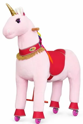 Produktbild von Mechanisches Reitpferd auf Rollen Einhorn Viola Pink Medium für Kinder 6–12 Jahre bis 50 kg