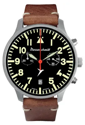 Produktbild von Aristo Herren Messerschmitt Uhr Fliegeruhr Chronograph ME-3H270-VL Leder