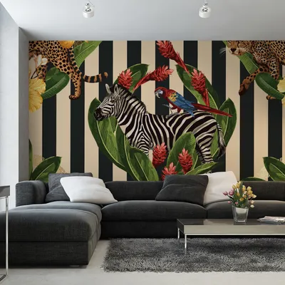 Produktbild von Muralo XXL Selbstklebende FOTOTAPETE Dekorative ZEBRA Blumen Blaetter 3D Effekt (B) 152,5 cm x (H) 104 cm Tapete Wandtapete WOHNZIMMER SCHLAFZIMMER 5166