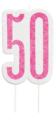 Produktbild von Kuchen Kerze Pink Dots Glitzer zum 50. Geburtstag