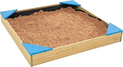 Image de Bac à sable en bois avec couvercle et mangeoire, pour enfants à partir de 2 ans, dimensions : 90 x 90 cm