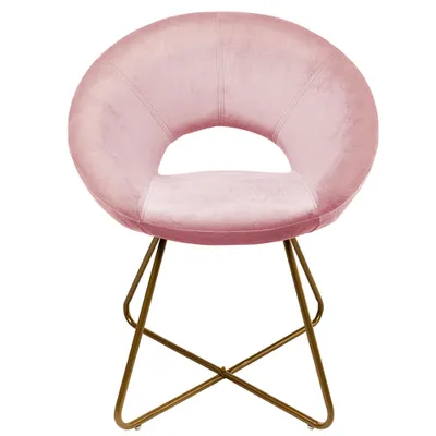 Immagine prodotto di Home Deluxe - Sedie da sala da pranzo in velluto SELESA - Colore: rosa, oro Rivestimento: tessuto in velluto, struttura: metallo verniciato a polvere, max. 120 kg I Poltrona rotonda, sedia da cucina, sedia da soggiorno, sedia imbottita, sedia