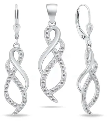 Immagine prodotto di Set di gioielli in argento lucido con zirconi SET222W (orecchini, ciondolo)