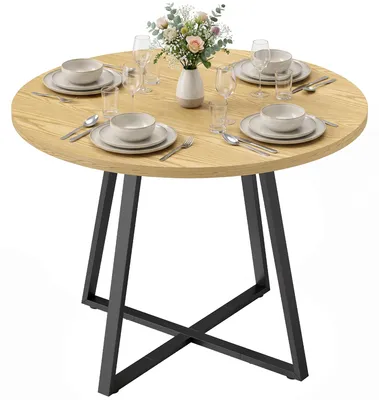 Produktbild von HOMCOM Esstisch 100 x 100 cm Runder Esszimmertisch für 4 Personen Natur