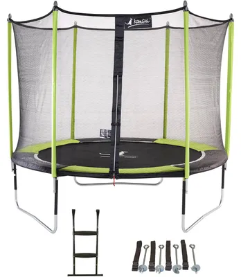 Produktbild von Trampolin Ø 300cm + Leiter + Verankerungsset - JUMPI 300 – Schwarz/Grün