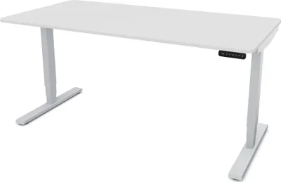 Produktbild von ASSMANN Elektrisch höhenverstellbarer Schreibtisch Y-Line Curved Weißaluminium, 160x70cm, Memoryfunktion, 2-fach-Motorik