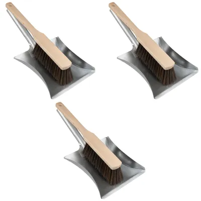 Produktbild von 3er Set Kehrgarnitur Metallset Kehrschaufel mit Metallgriff Kehrblech Kehrset
