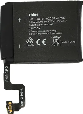 Produktbild von vhbw Akku kompatibel mit Apple Watch A2007, A1977, A1975, 4 40mm Smartwatch Uhr Fitnessarmband (220 mAh, 3,85 V, Li-Polymer) + Werkzeug-Set