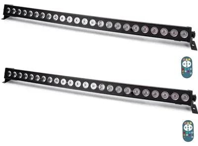 Image de Barre lumineuse LED - Éclairage de scène DMX - Lot de 2 - 60 W - 24 LED RGB - Télécommande - Prise EU