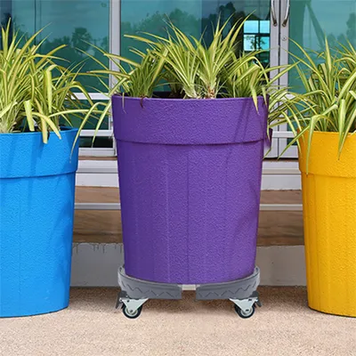 Produktbild von QEENTOE Pflanzenroller Ø 39-52 mm Einstellbar, Rollendes Tablett mit 360 °Drehbare Räder,Tragkraft 300 kg, Transporthilfe für Pflanzen (Grau)