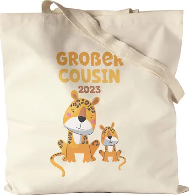 Produktbild von Großer Cousin 2023 Stoffbeutel Jutebeutel Canvas Löwen Cousin Familien Love Liebe Geborgenheit Beschützer Cousins Zusammenhalt