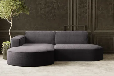 Produktbild von Kaiser Möbel Ecksofa Designer MODENA STUDIO stoff Dicker cord Poso Dunkelgrau Links