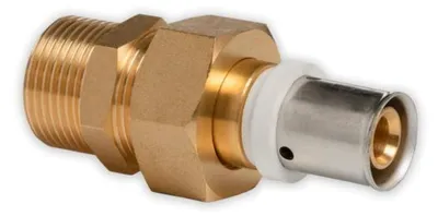 Produktbild von Selfio-Press Aluverbund Pressfitting Übergangsverschraubung Außengewinde Schraubnippel 16 x 2 - 3/4" TH + U Kontur DVGW