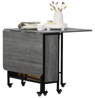 Immagine prodotto di Tavolo Salvaspazio Pieghevole a 2 Ribalte per 6 Persone 130x80x74 cm Grigio